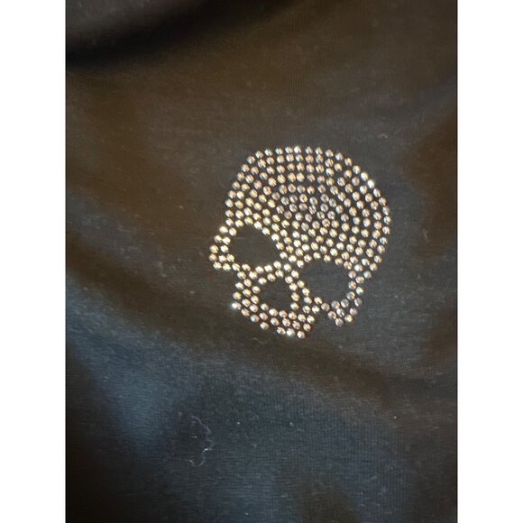 Marled XS Black Rhinestone Skull Hoodie Sweatshirt Halloween Spooky Goth - Picture 2 of 6